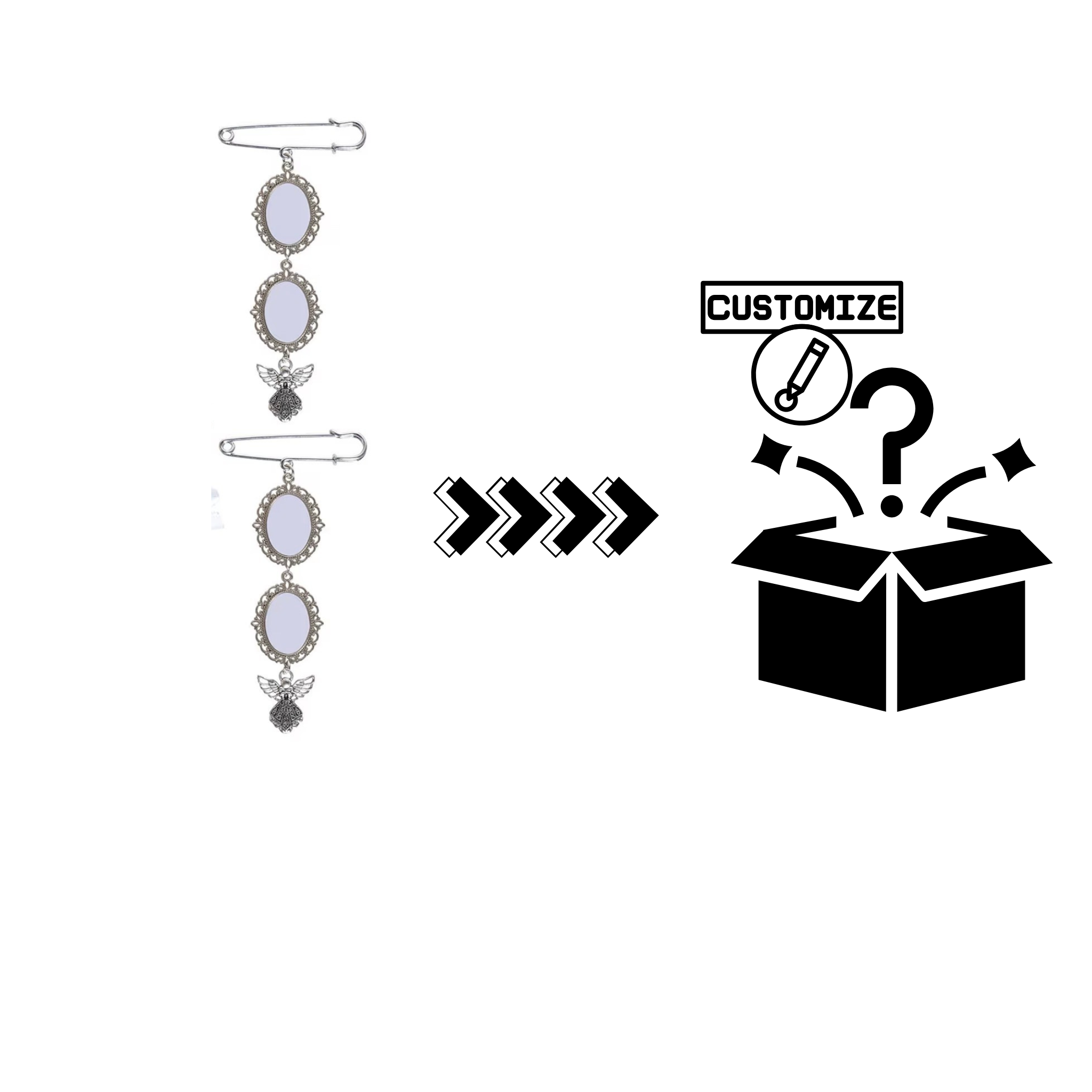 Custom Sublimation Graduation Tassel  Charms – 2 Pack Angel Pin Graphic - Custom Graphic | Jadez World