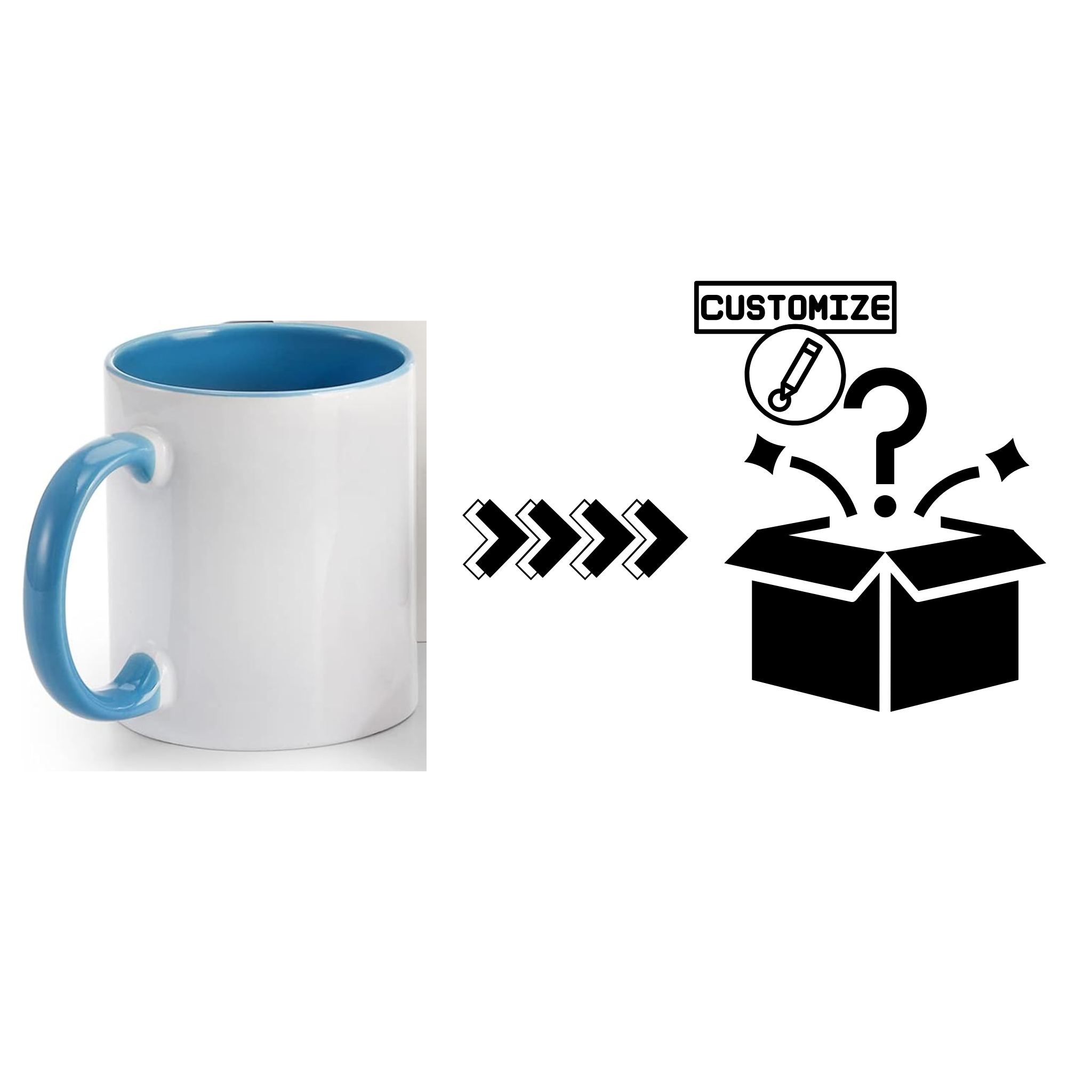 Custom Sublimation 12 oz Ceramic Mug – Aqua Trim – Custom Graphic | Jadez World