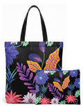 Custom Sublimation Tote Bag and Travel Pouch Bundle – AI Rendering Product Shot - Black Flower Print | Jadez World