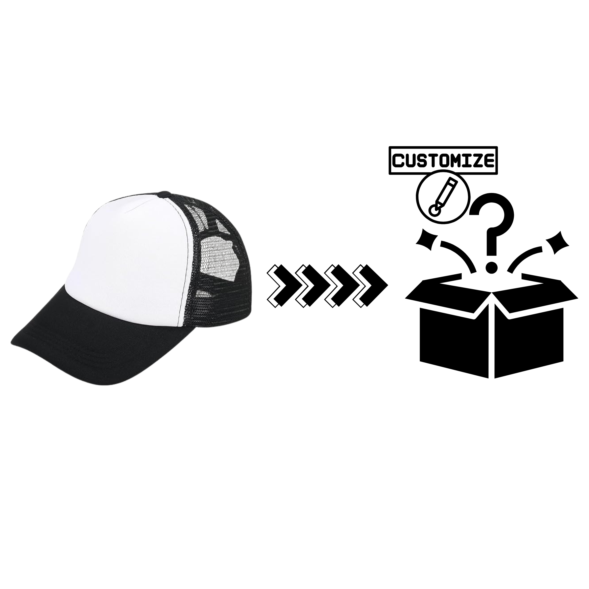 Custom Sublimation Trucker Hat  -Classic White Foam Front with Black Mesh Back– Custom Graphic | Jadez World