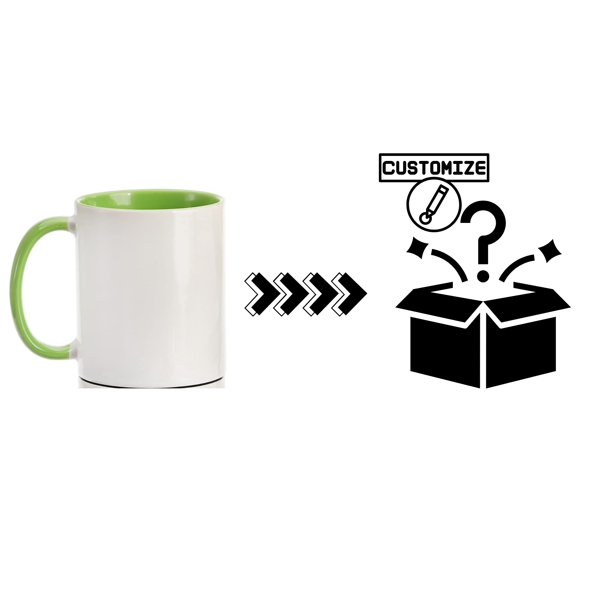 Custom Sublimation 12 oz Ceramic Mug – Lime Green Trim – Custom Graphic | Jadez World