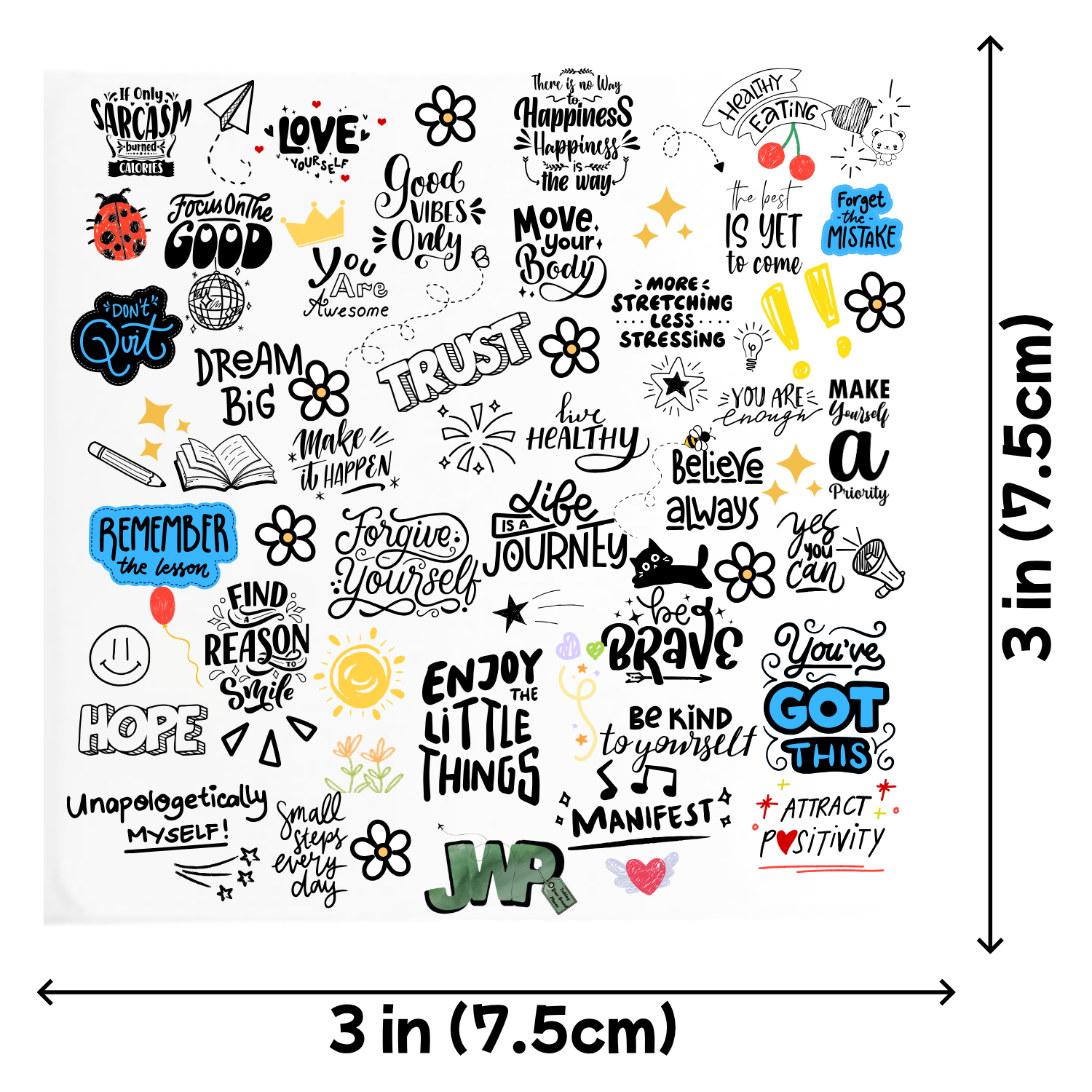 Custom Sublimation 3 x 3 Large Magnet Graphic - White Doodle Print | Jadez World