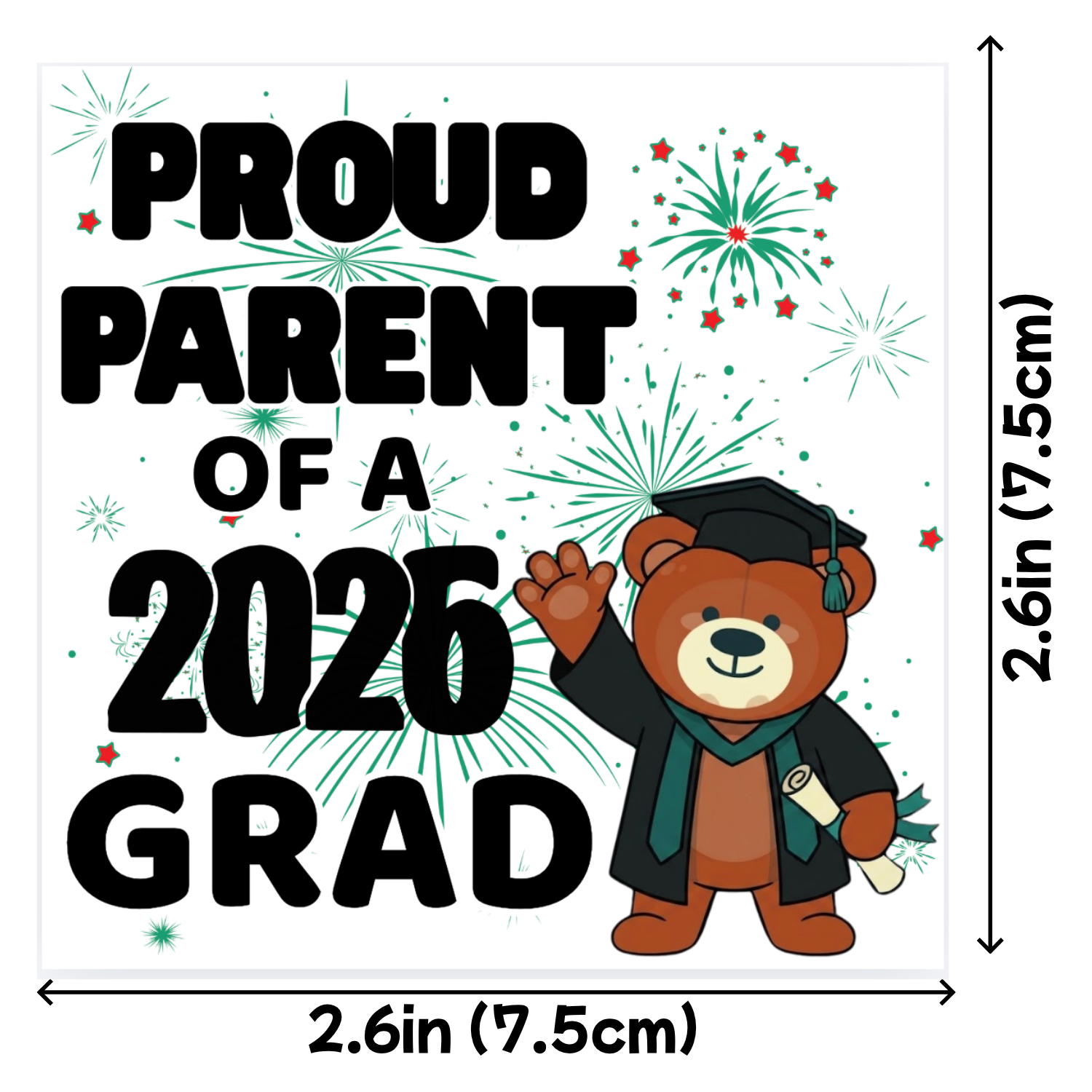 Custom Sublimation 2.6 x 2.6 Medium Magnet Graphic - Proud Parent of a 2026 Grad Print | Jadez World
