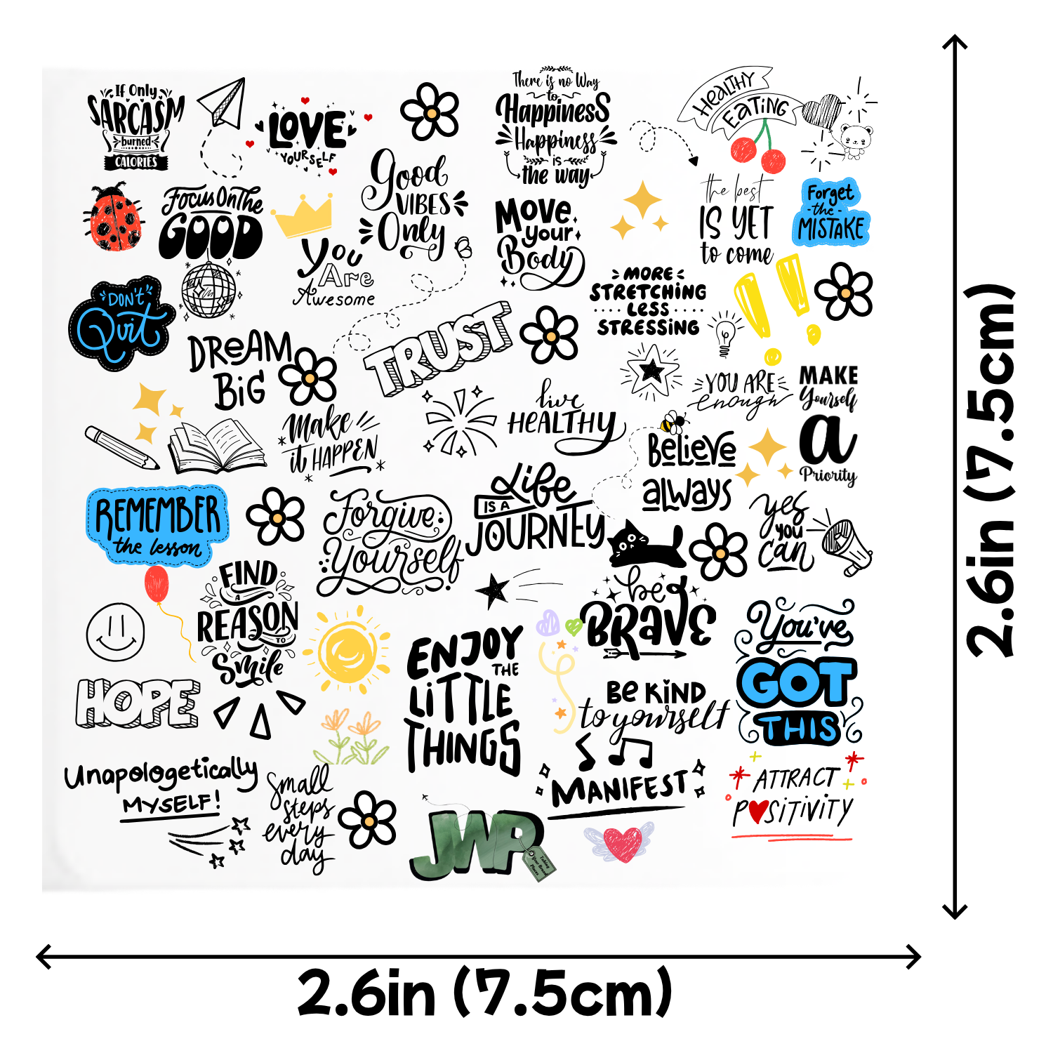 Custom Sublimation 2.6 x 2.6 Medium Magnet Graphic - White Doodle Print | Jadez World