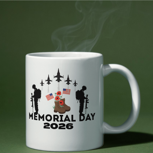 Custom Sublimation 12oz Ceramic Mug AI Rendering Product Shot - Memorial Day 26 Print | Jadez_World