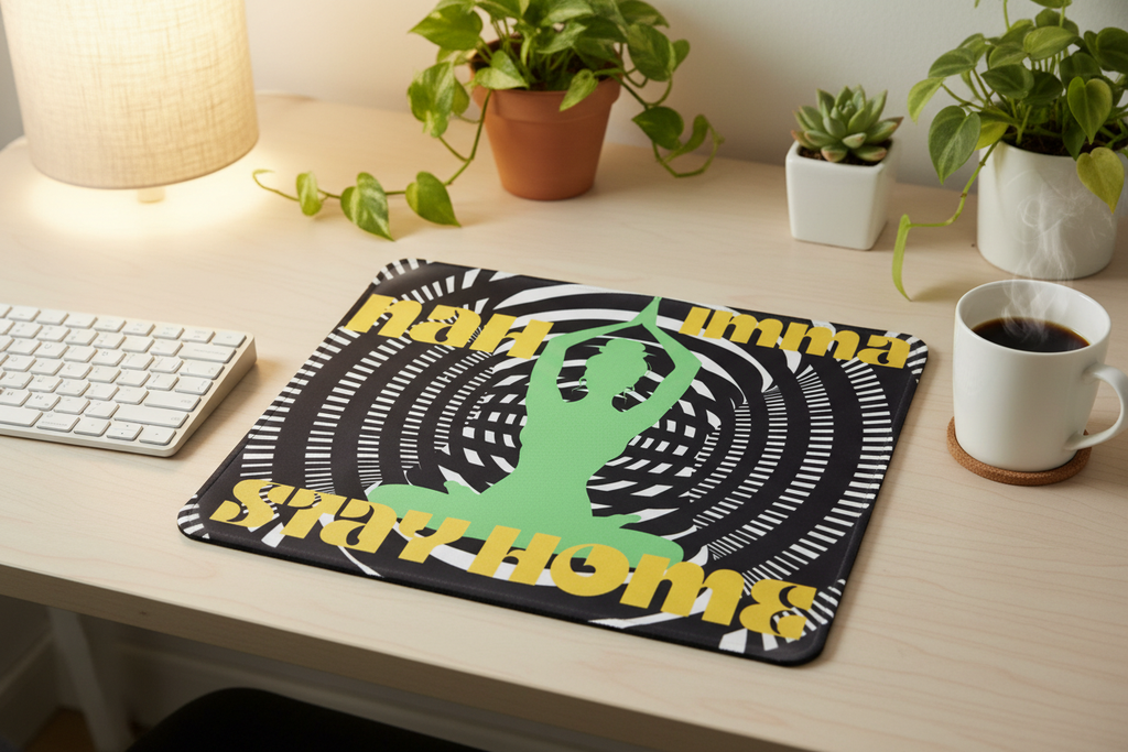 Custom Sublimation 9.8" x 8.3" Mouse Pad - Modern Computer Desktop - AI Rendering Product Shot - Nah Imma Stay Print | Jadez World 