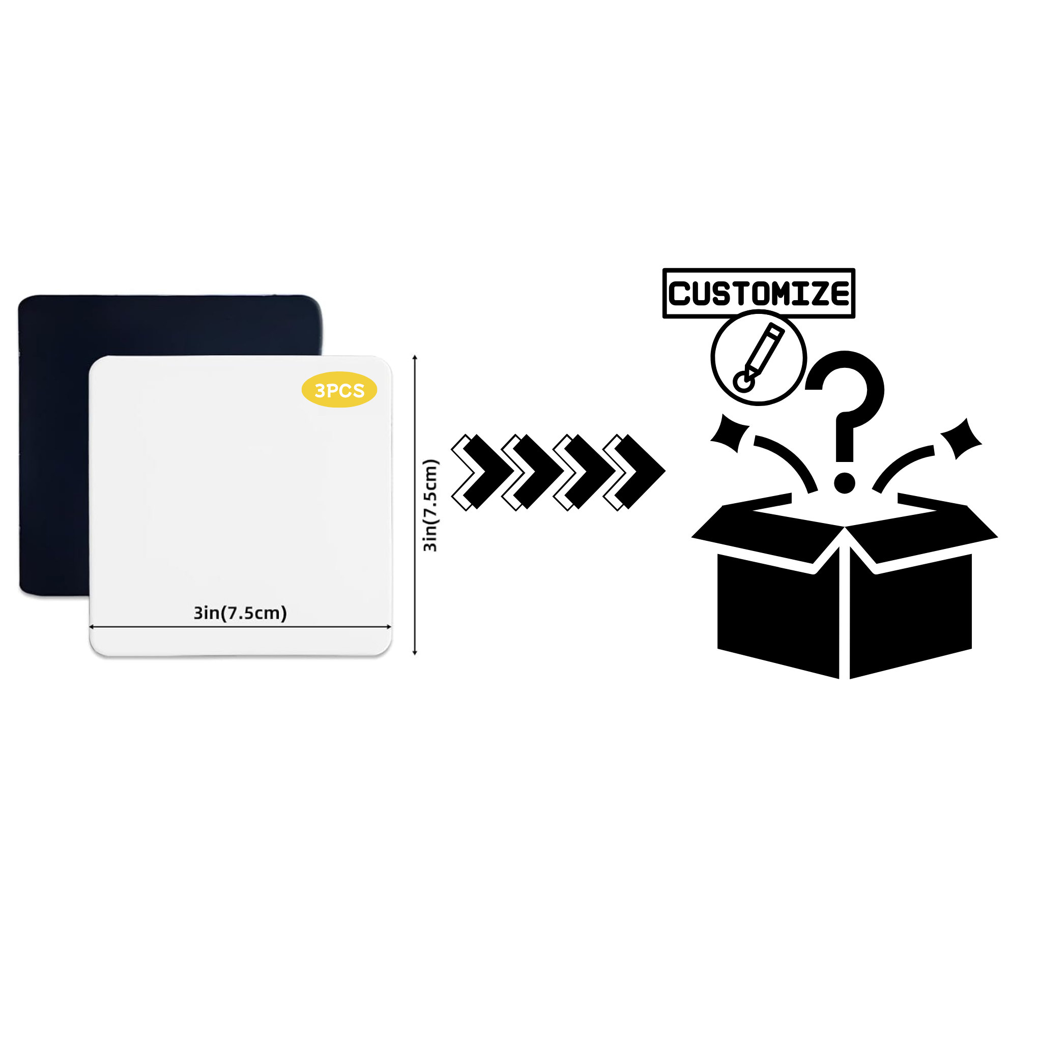 Custom Sublimation 3 x 3 Large Magnet 3 pcs Trio Bundle Graphic - Custom Graphic | Jadez World