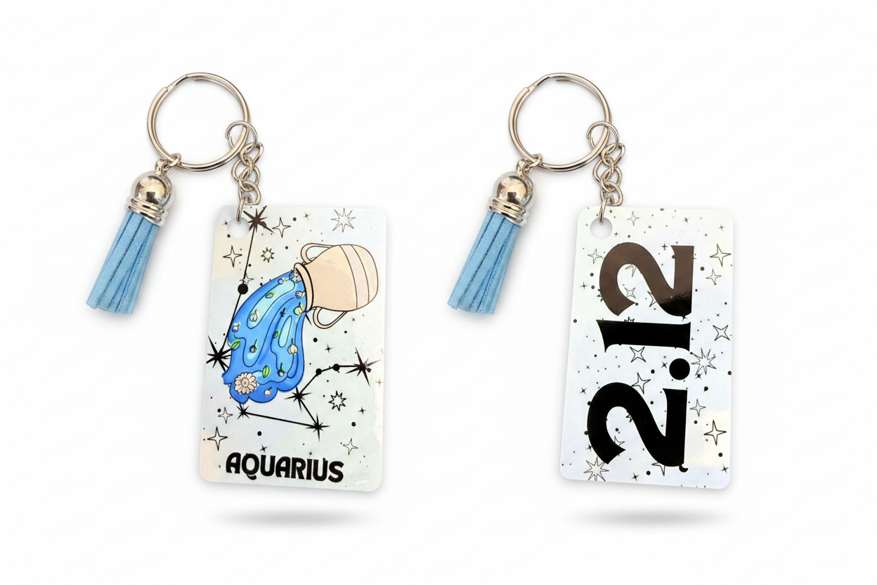 Custom Sublimation 2.3" x 1.5" Keychain  – AI Rendering  Product Shot - Aquarius212 Print | Jadez World