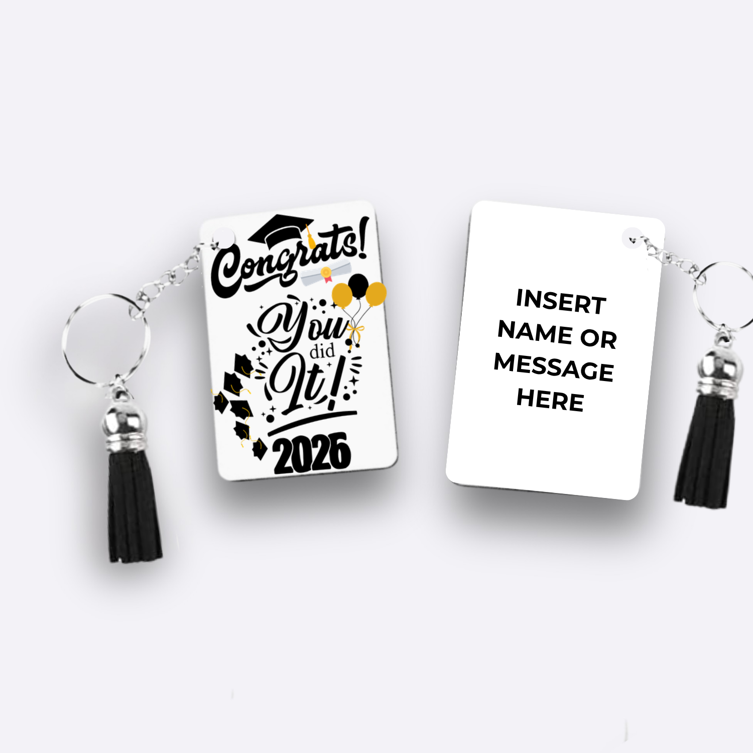 Custom Sublimation 2.3" x 1.5" Keychain  – AI Rendering  Product Shot - Congrats You Did It Print | Jadez World