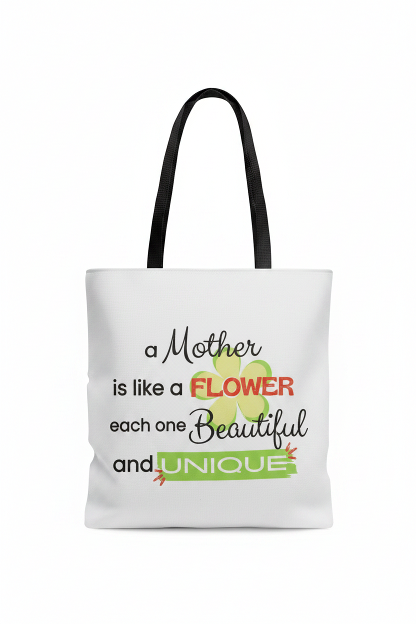 Custom Sublimation 13.7" x 11.8" Tote Bag  – AI Rendering Product Shot - Mothers Garden Quote Print | Jadez World