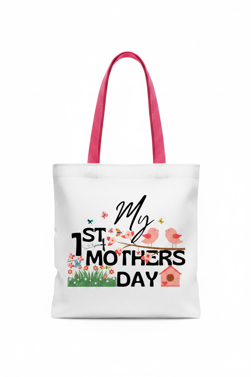Custom Sublimation 13.7" x 11.8" Tote Bag  – AI Rendering Product Shot - My 1st Mothers Day Print | Jadez World