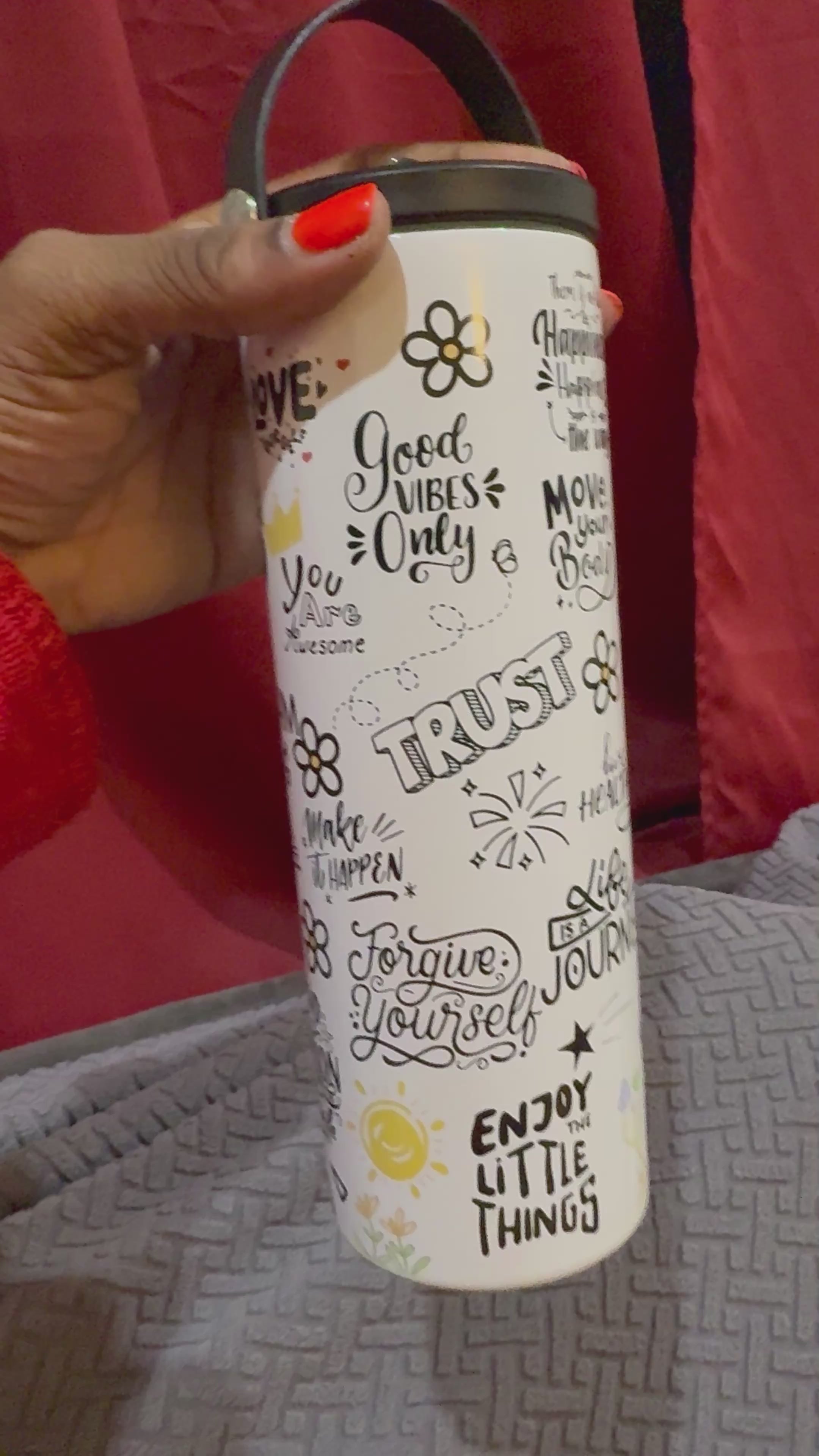 [Video] Product View Custom Sublimation 20 oz Stainless Steel Tumbler - White Doodle Print | Jadez World 