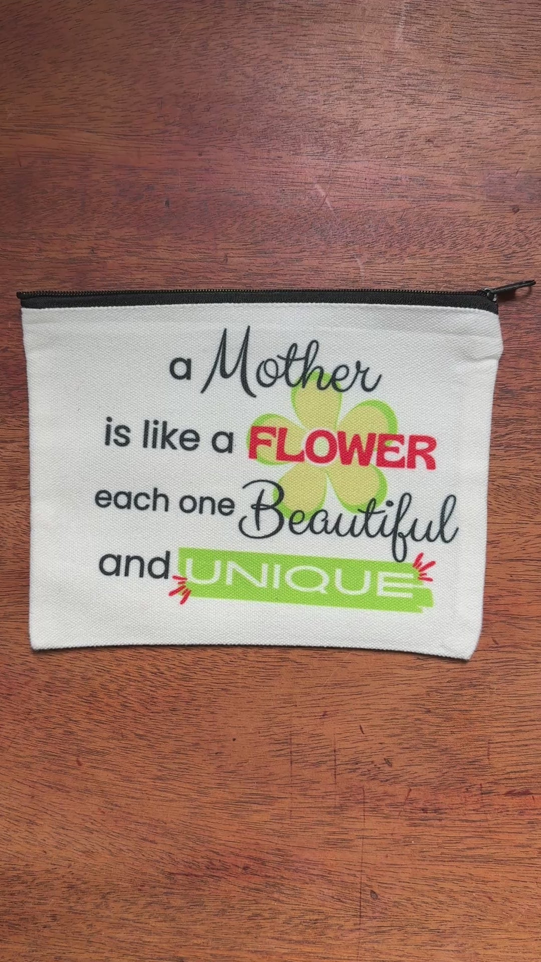[Video] Product View Custom Sublimation 7.9" x 5.7" Travel and Makeup Pouch - Mothers Garden Quote Print | Jadez World 