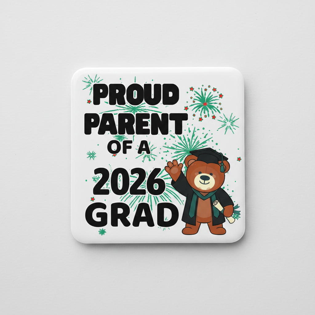 Custom Sublimation Magnet AI Rendering Product Shot - Proud Parent of a 2026 Grad Print | Jadez_World
